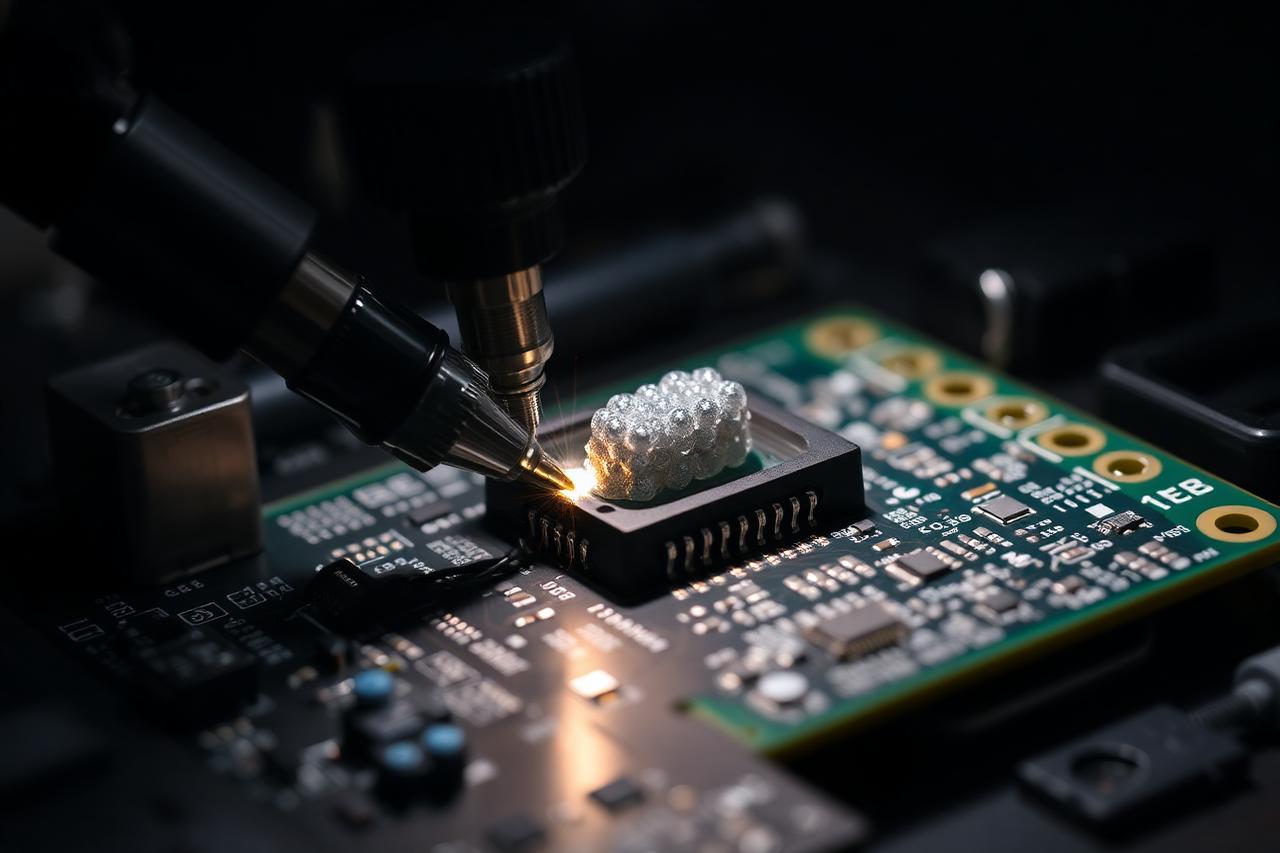 BGA rework station reworking a ball grid array component on a printed circuit board